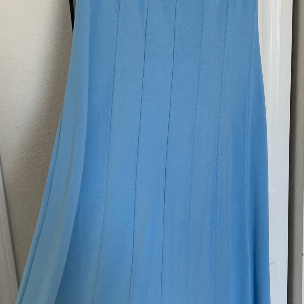 LOFT Fit & Flare Light Blue Ponte Knit MIDI Dress - Picture 2 of 9
